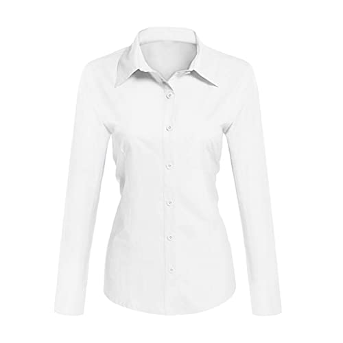 Toocool - Camisa Mujer Slim Fit Manga Larga Blusa Blusa Ajustada Algodón C-S020, Color blanco., L