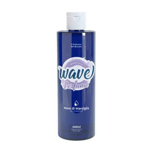 Wave Washing Perfume – Perfumador para la Ropa con Aceites Esenciales - 100% PLÁSTICO RECICLADO - Fragancia: Mar de Marsella - 400 ml - 40 lavados - Repelente de Bacterias – Perfuma