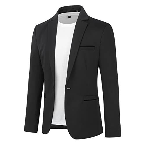 Allthemen Blazer Chaqueta de Traje para Hombre diseño Ajustado con botón de veston Blazer para Hombre Elegante Formal para Bodas Negocios y veladas Negro L