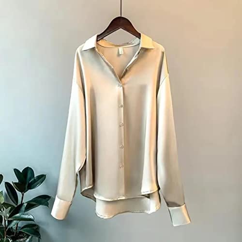 ZIERUCI Blusa Blanca de Seda de Manga Larga de Primavera 2022 Sexy con Cuello en v sólido Camisa y Tops Oficina Dama Casual Camisas