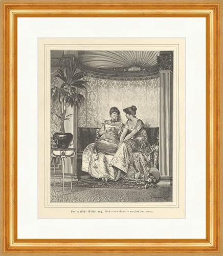 Biller Antik Aviso confidencial Soulacroix mujeres puntada de madera superprecio V Enmarcado 0483